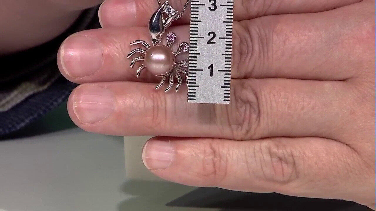 Video Pendentif en argent et Perle Ming de couleur pourpre (TPC)
