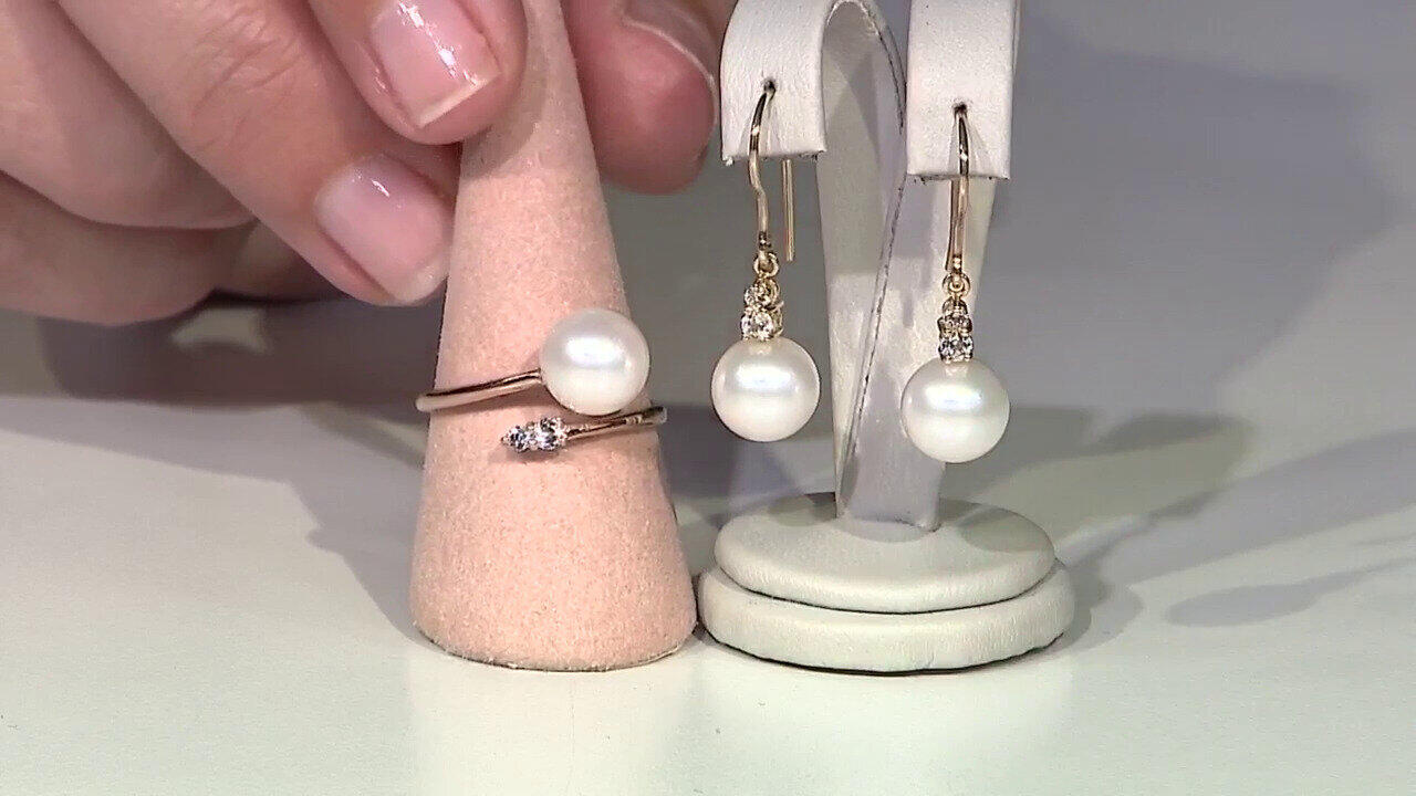 Video Anello in oro con Perla d'Acqua Dolce Bianca (TPC)
