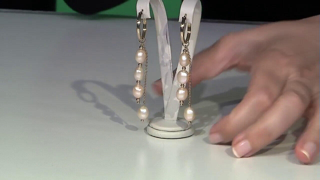 Video Pendientes en plata con Perla naranja Freshwater (TPC)