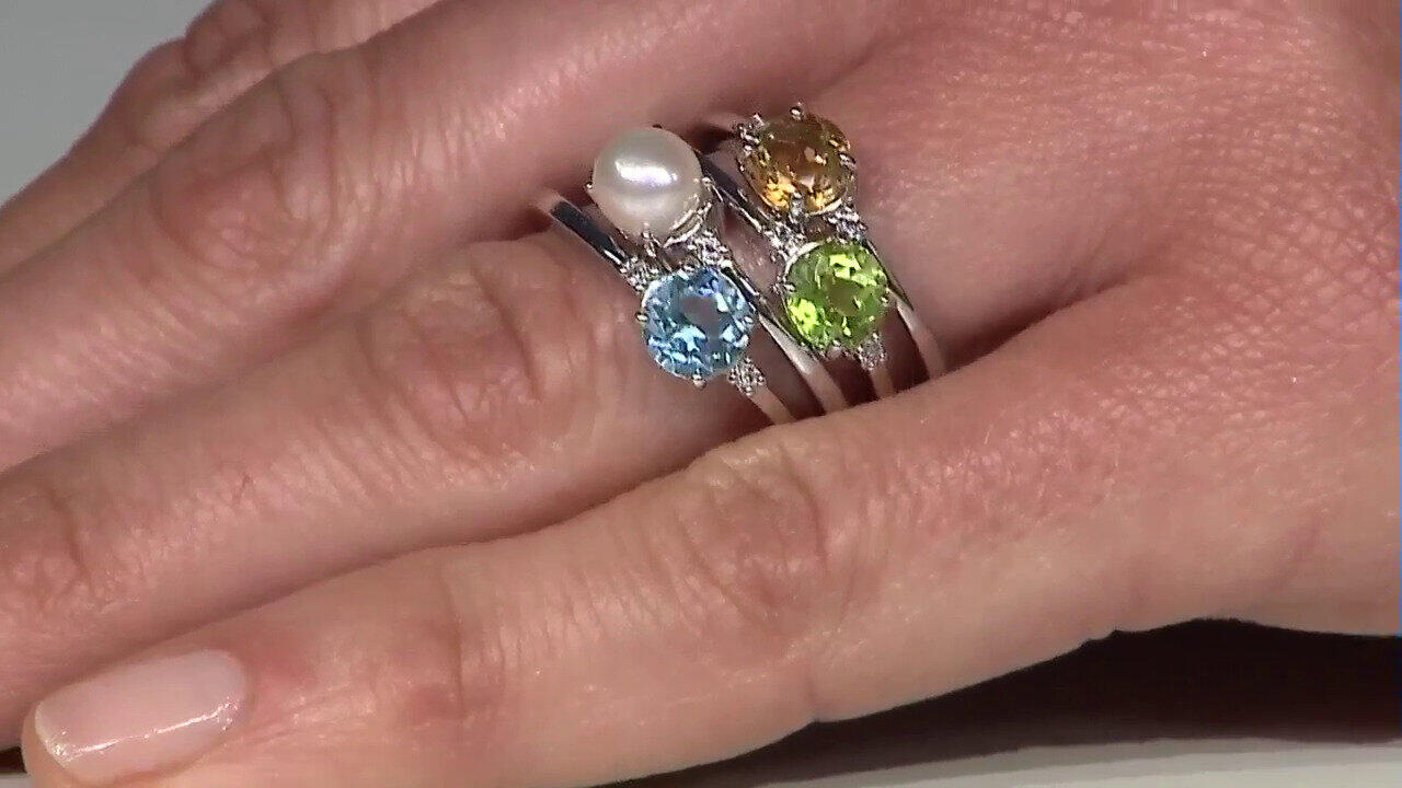 Video Anello in argento con Perla d'Acqua Dolce Bianca