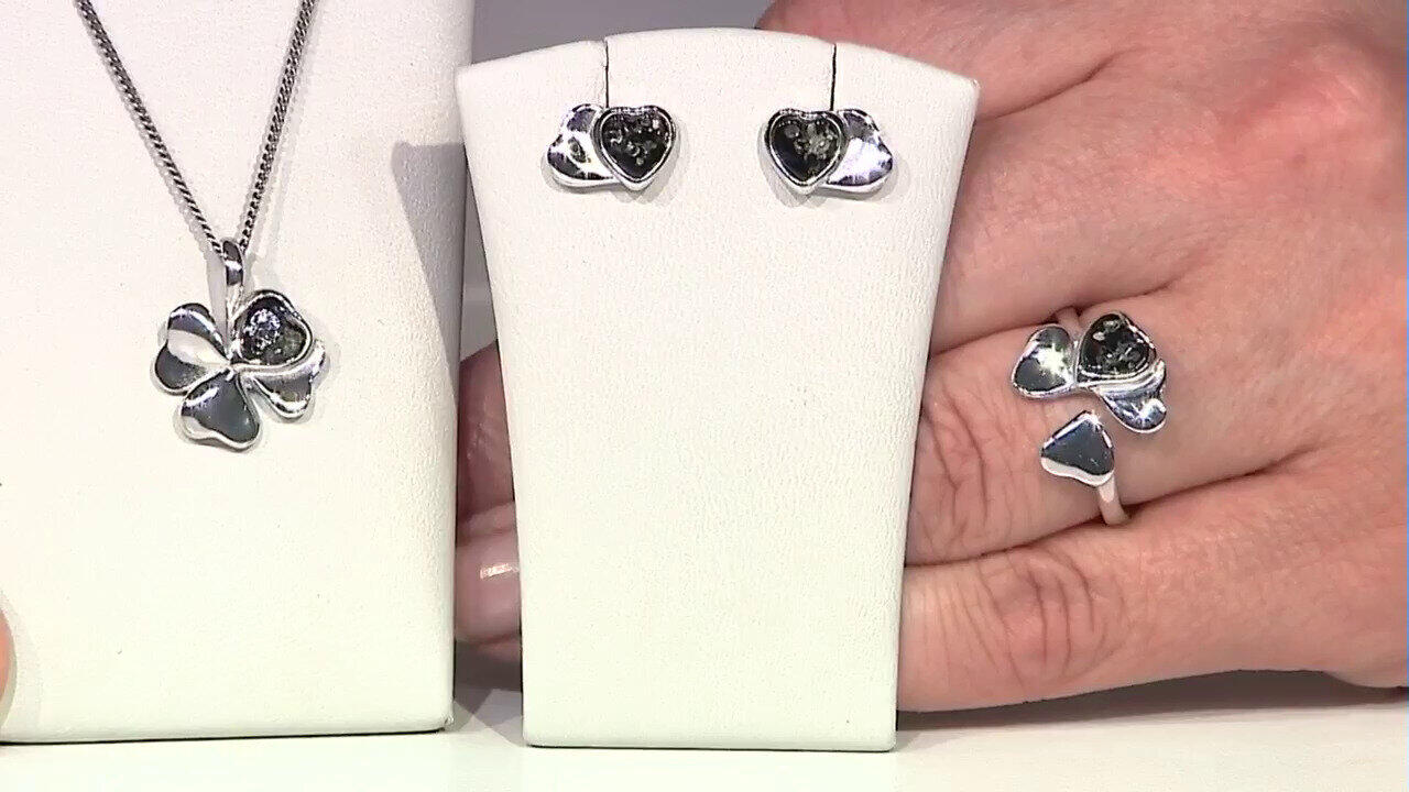 Video Boucles d'oreilles en argent et Ambre vert de Baltique (dagen)