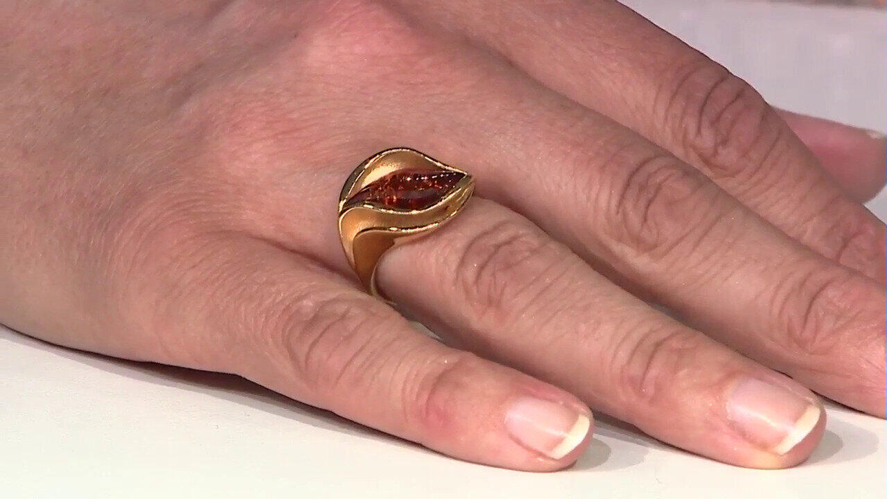 Video Anillo en plata con Ámbar báltico cognac (dagen)