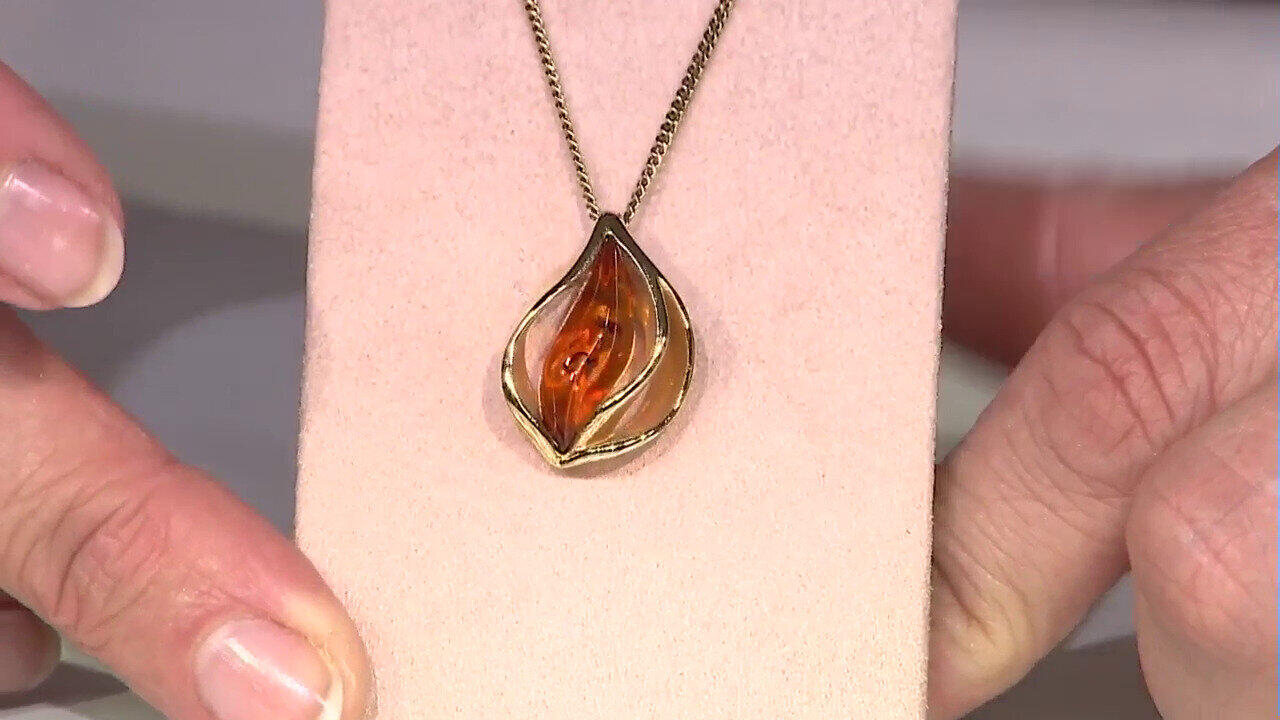 Video Colgante en plata con Ámbar báltico cognac (dagen)