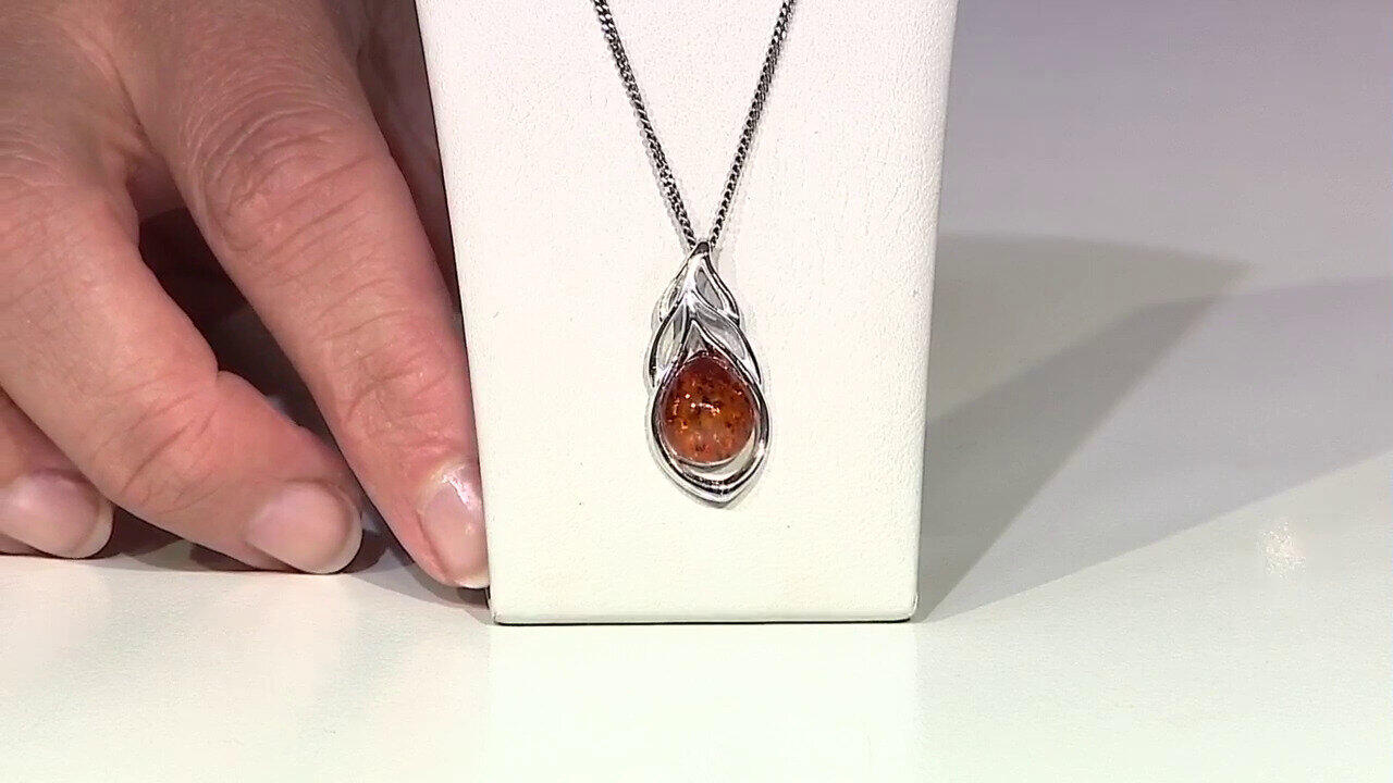 Video Colgante en plata con Ámbar báltico cognac (dagen)