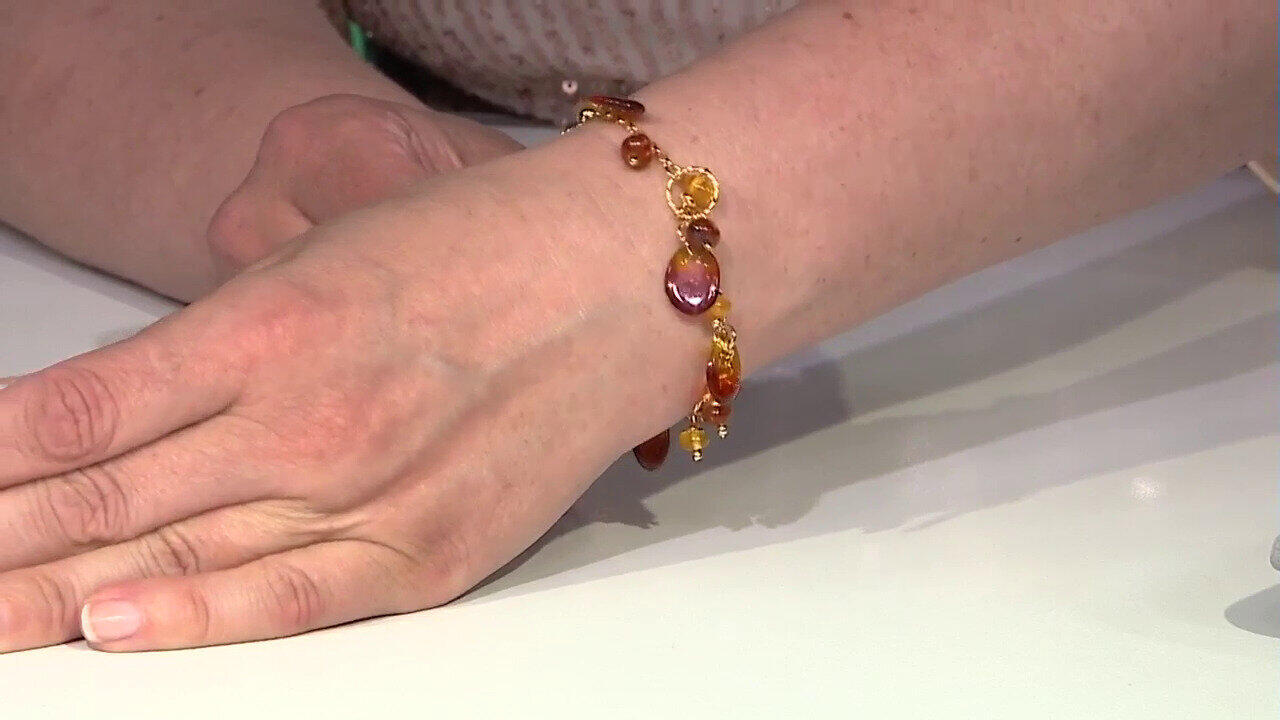 Video Brazalete en plata con Ámbar del Báltico amanecer (dagen)