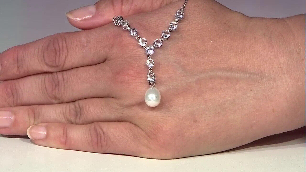 Video Collier en argent et Perle blanche de culture d'eau douce