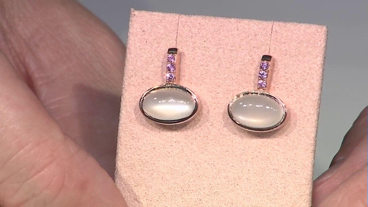 Video Boucles d'oreilles en argent et Pierre de Lune blanche (KM by Juwelo)