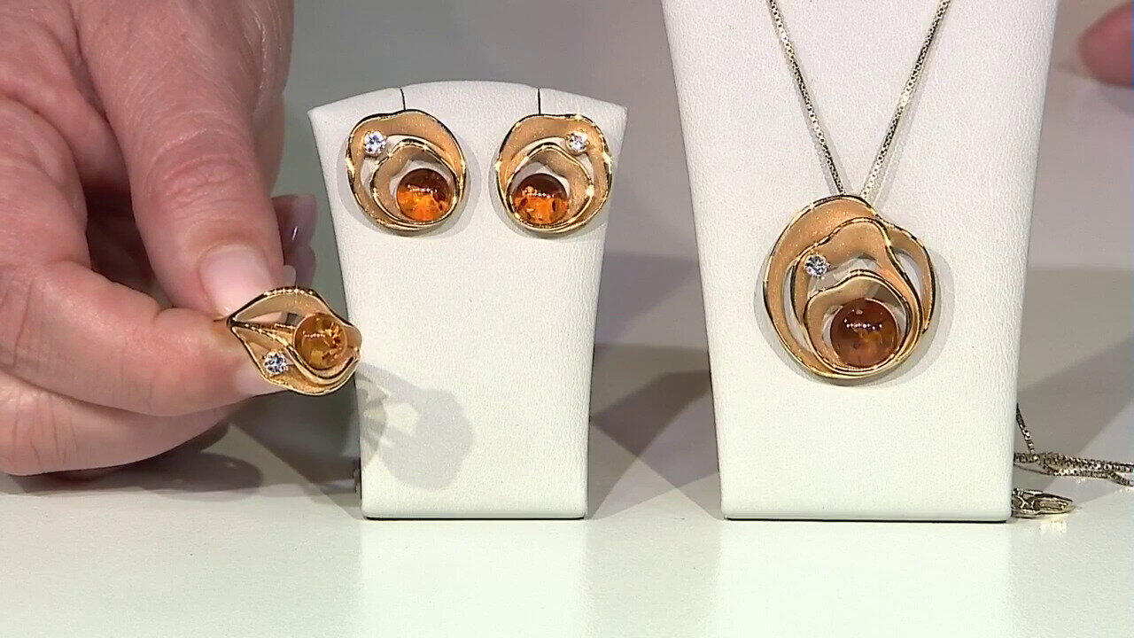 Video Ciondolo in argento con Ambra Baltica Cognac (dagen)