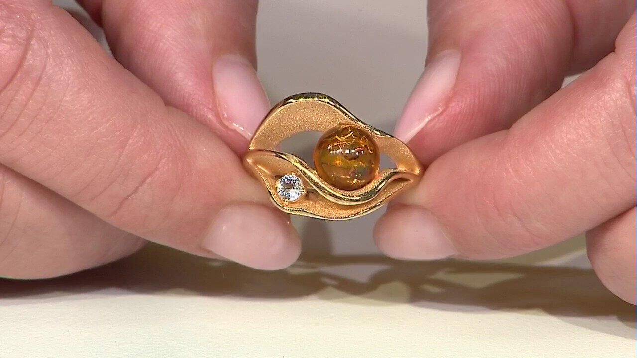 Video Cognac Baltic Amber Silver Ring (dagen)
