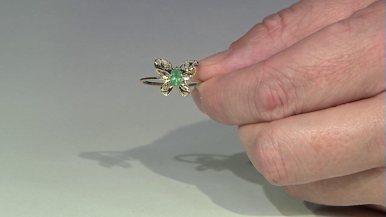Video Bague en or et Emeraude de Zambie (Ornaments by de Melo)