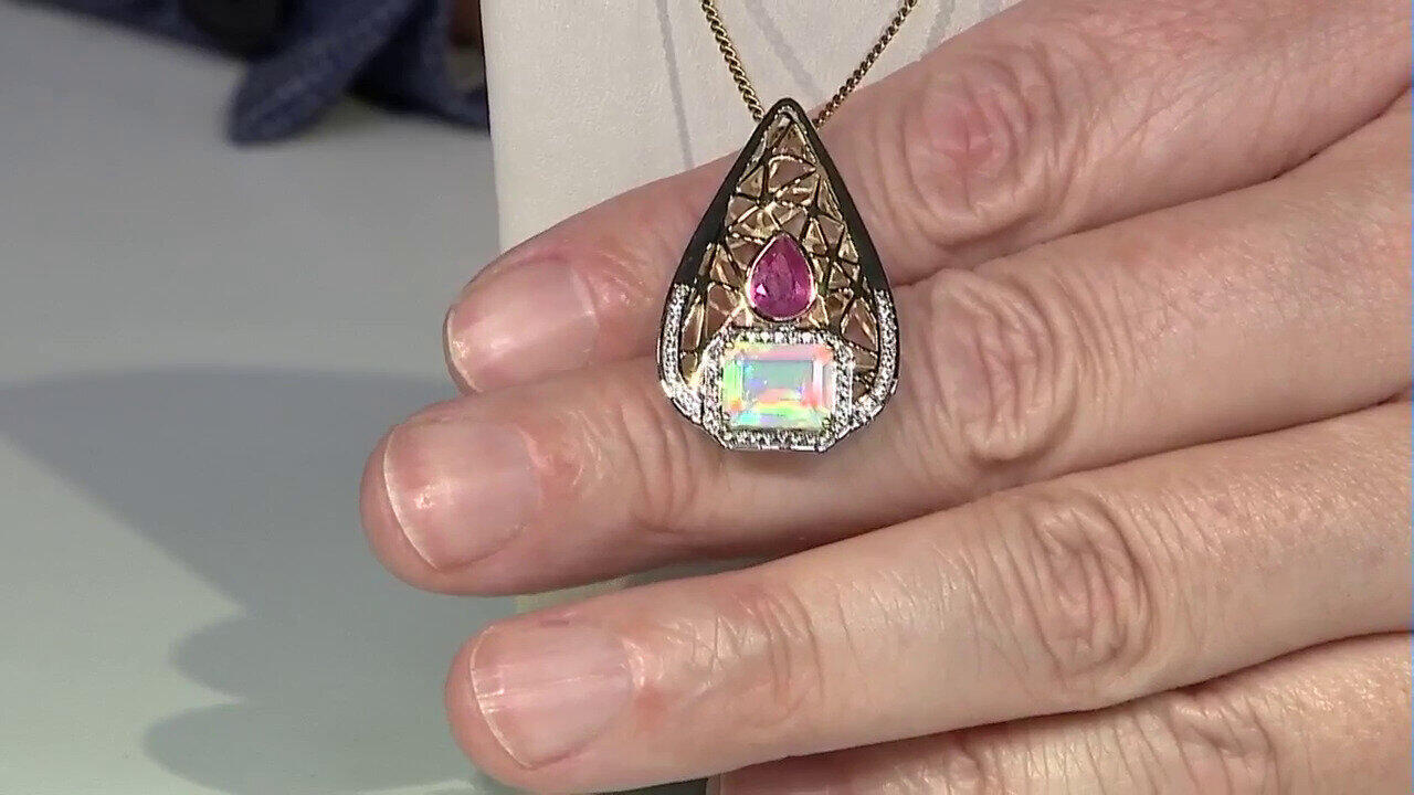 Video Pendentif en or et Opale Welo (Ornaments by de Melo)