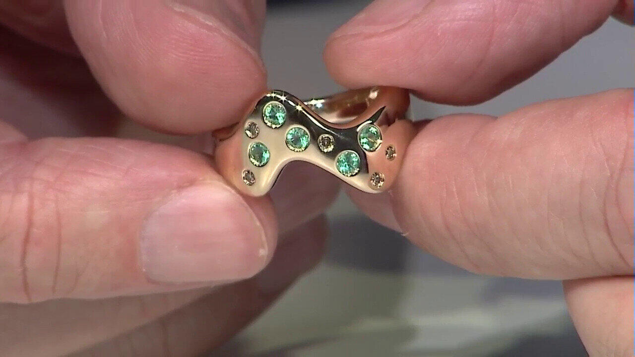 Video Bague en or et Emeraude de Zambie AAA (de Melo)