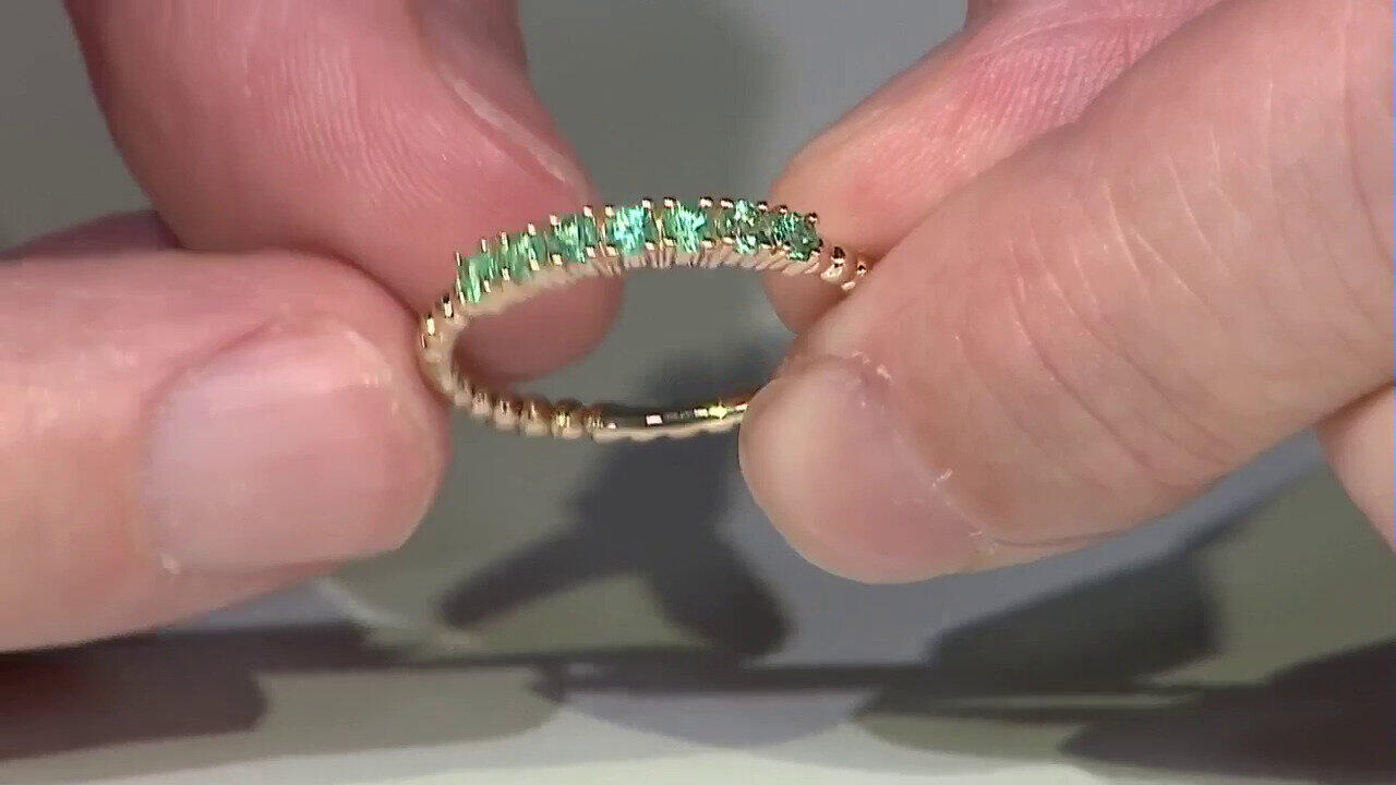 Video Bague en or et Emeraude de Zambie AAA (de Melo)