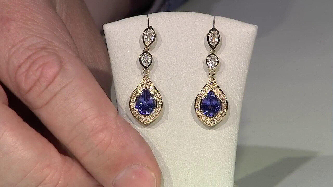 Video Boucles d'oreilles en or et Tanzanite AAA (de Melo)