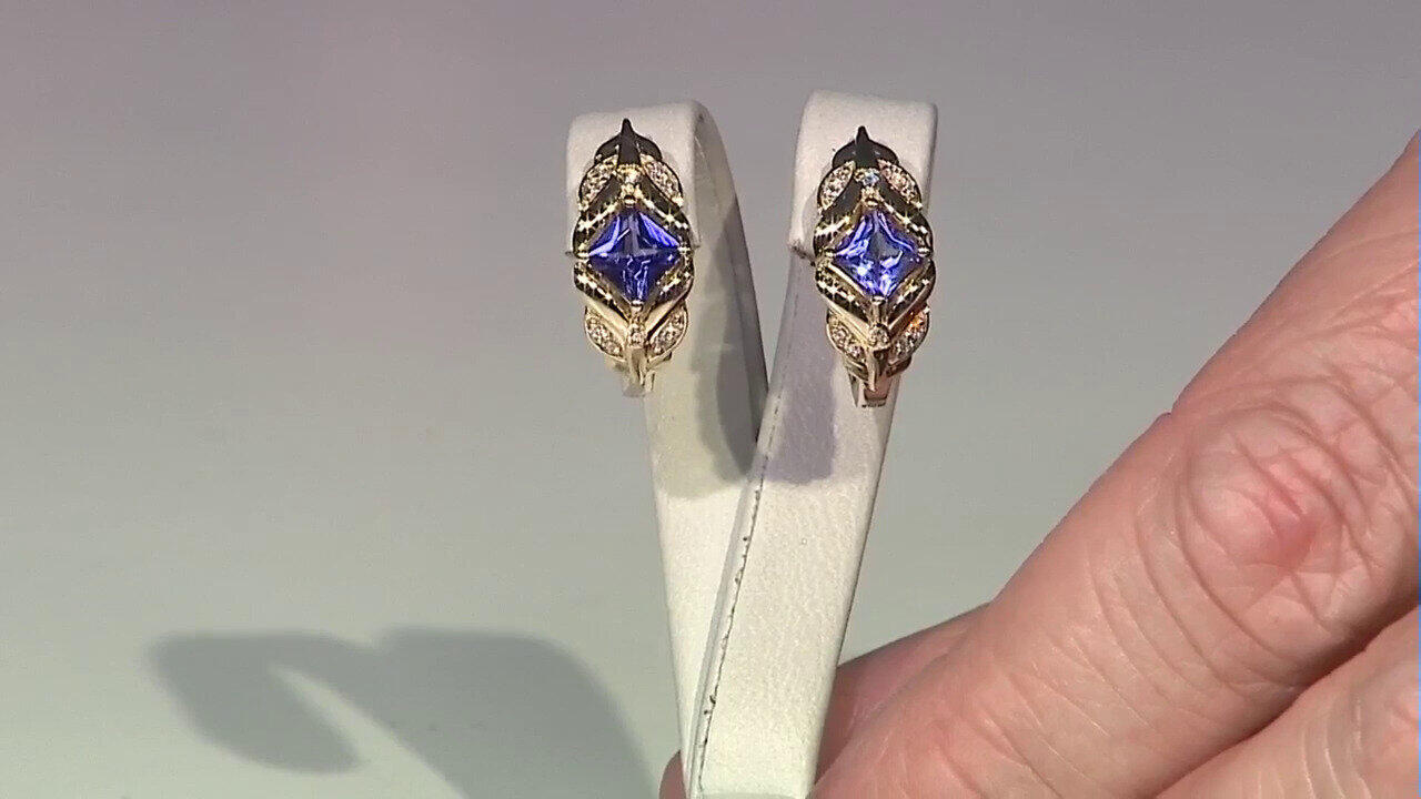 Video Boucles d'oreilles en or et Tanzanite AAA (de Melo)