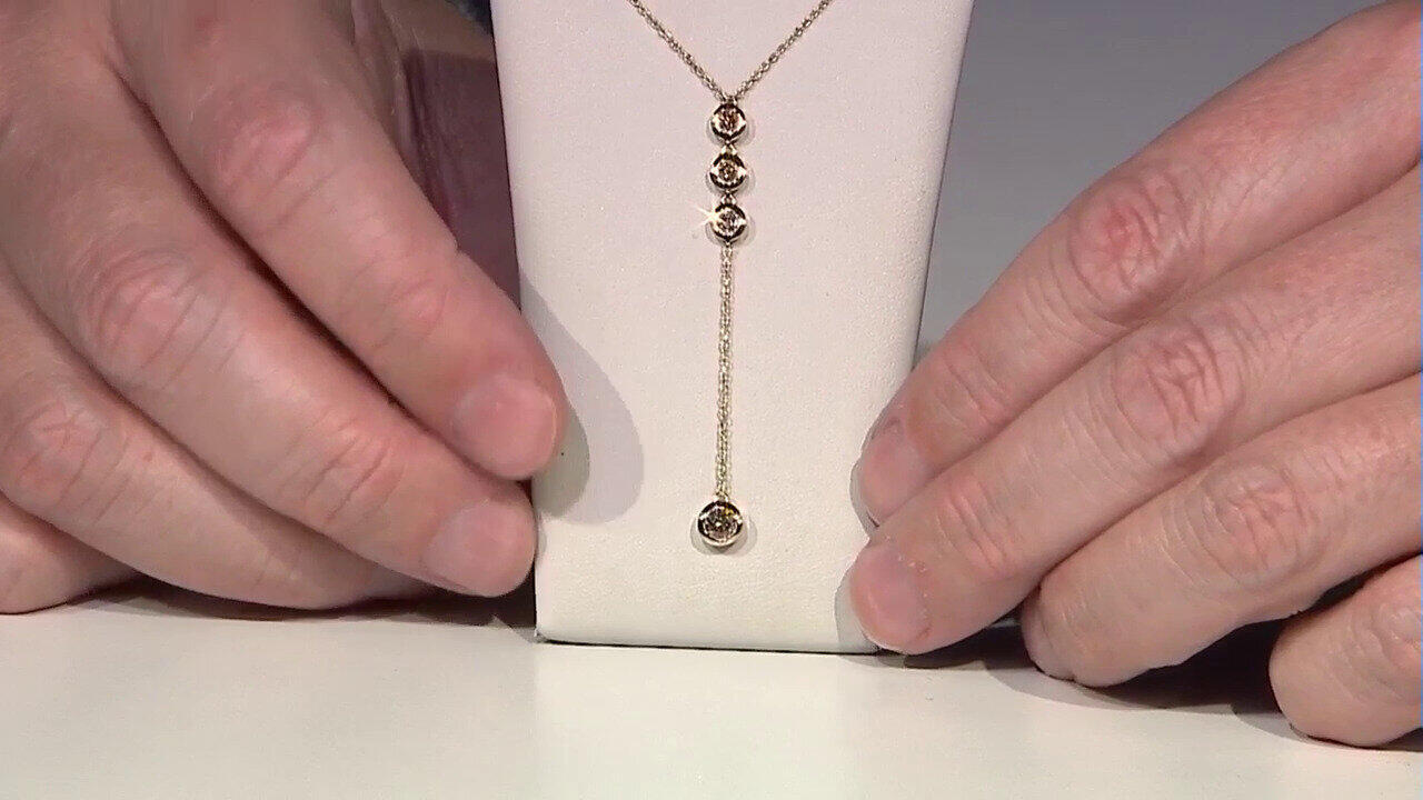 Video 9K I2 Champagne Diamond Gold Necklace (de Melo)