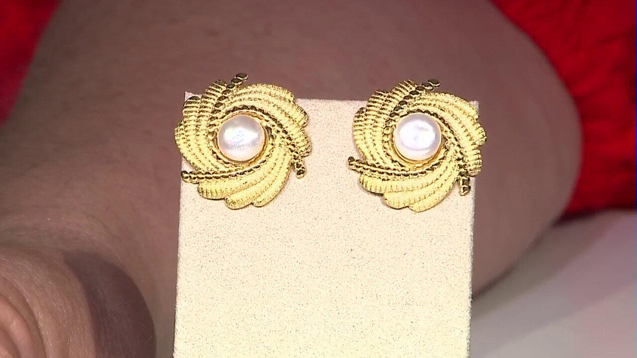 Video White Freshwater Pearl Silver Earrings (Joias do Paraíso)