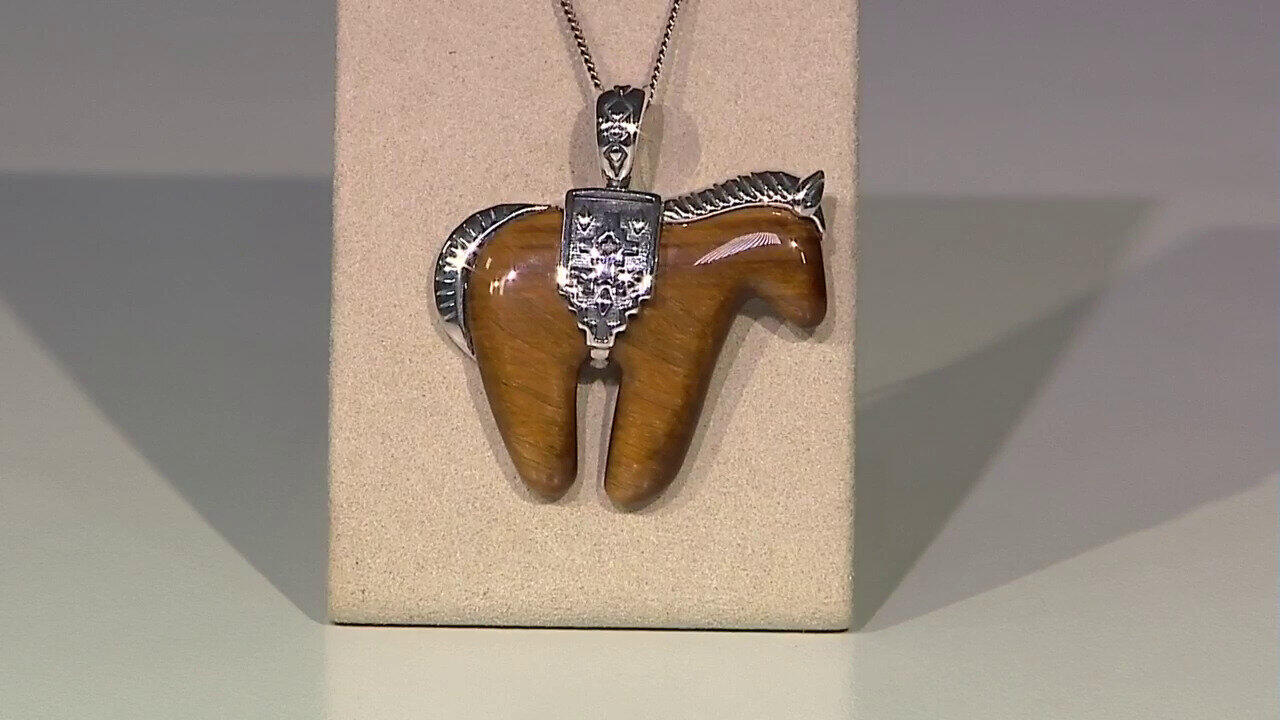 Video Zilveren hanger met een tijgeroog (Desert Chic)