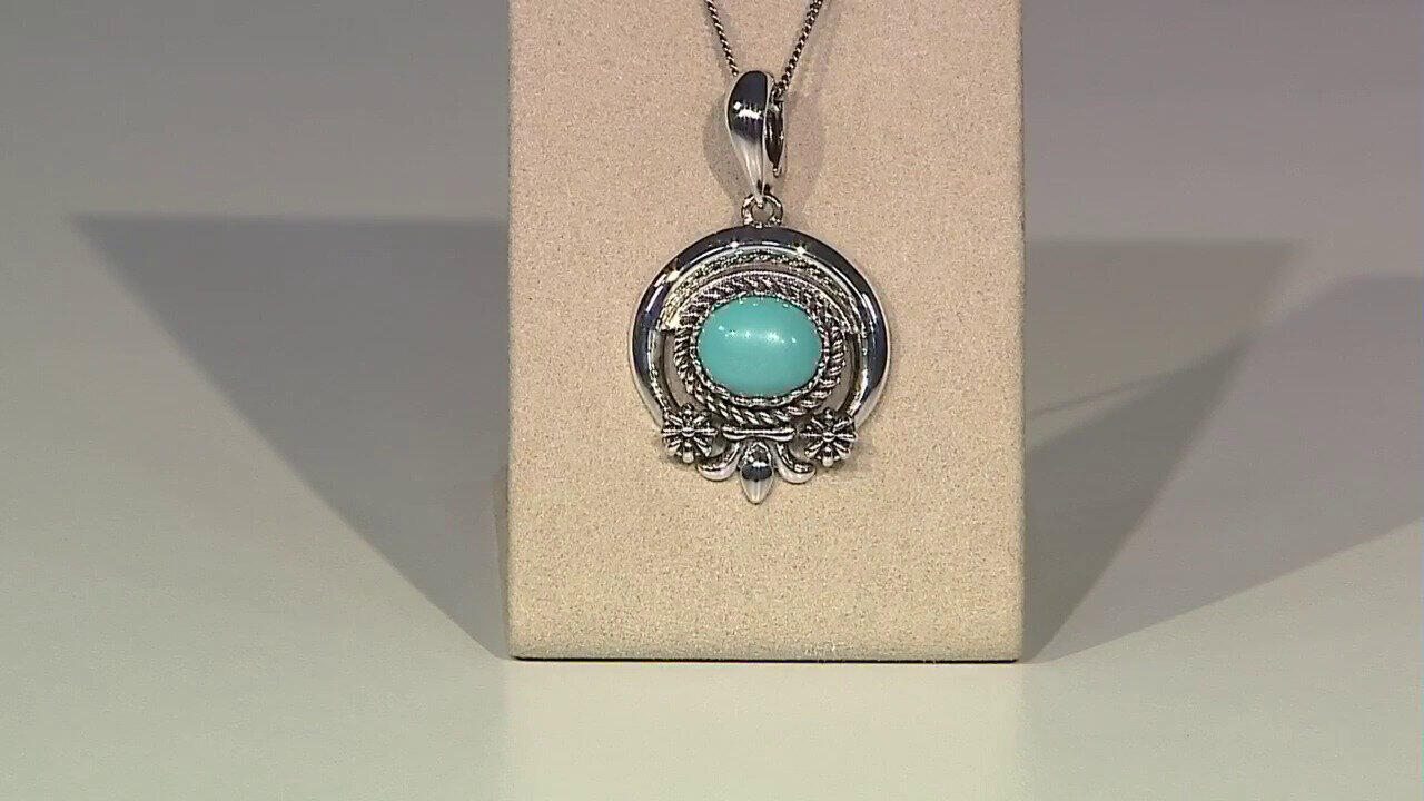 Video Pendentif en argent et Turquoise (Desert Chic)