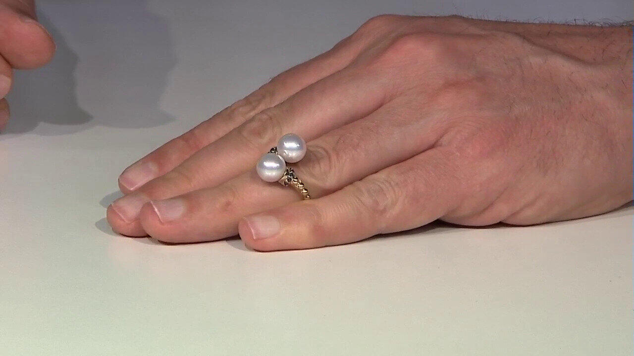 Video Anello in oro con Perla Bianca dei Mari del Sud (Michelle Albala)