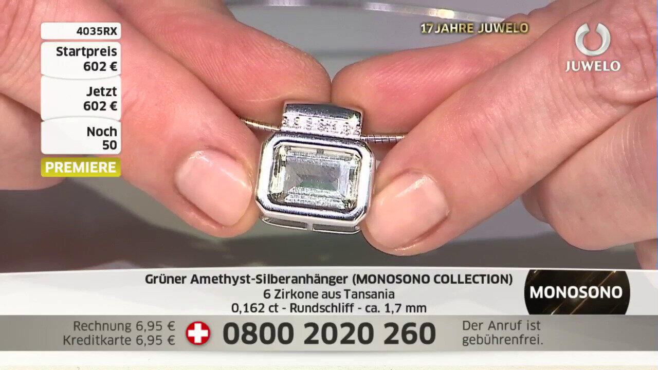 Video Ciondolo in argento con Ametista Verde (MONOSONO COLLECTION)