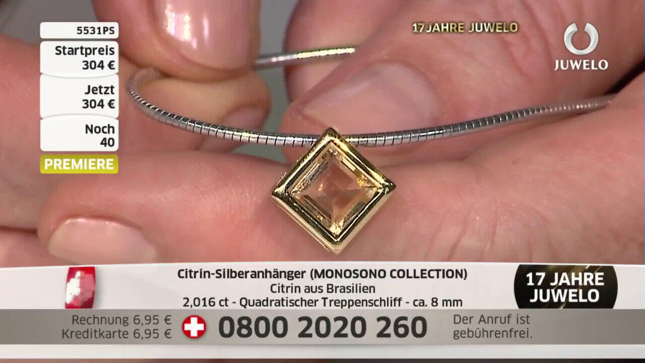 Video Ciondolo in argento con Citrino (MONOSONO COLLECTION)