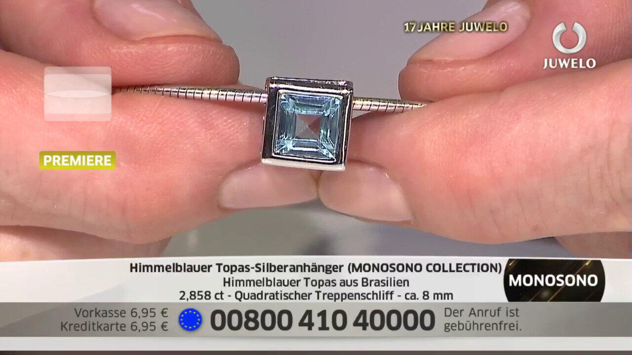 Video Ciondolo in argento con Topazio Blu Cielo (MONOSONO COLLECTION)
