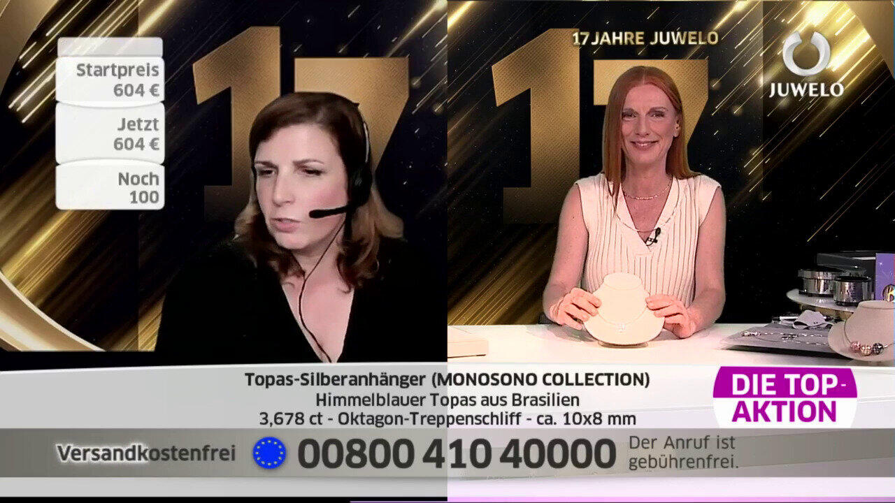Video Zilveren hanger met een hemel-blauwe topaas (MONOSONO COLLECTION)