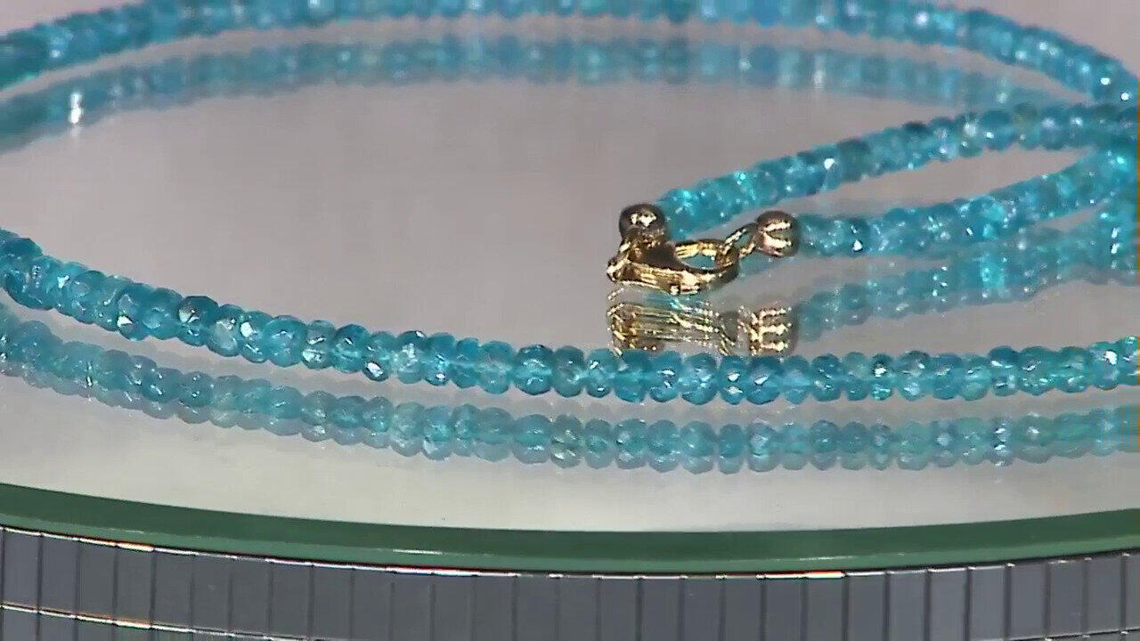 Video Collana in oro con Apatite Blu Neon