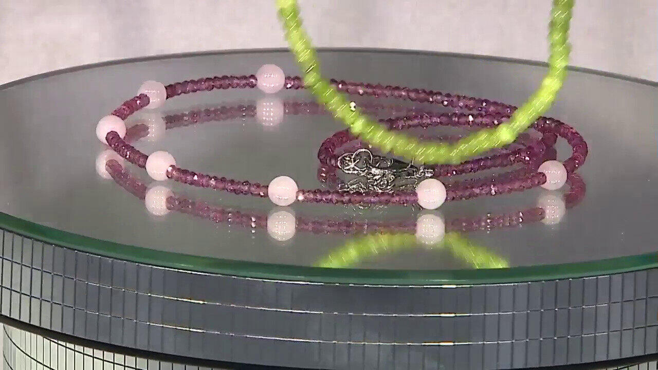 Video Collana in argento con Quarzo Rosa