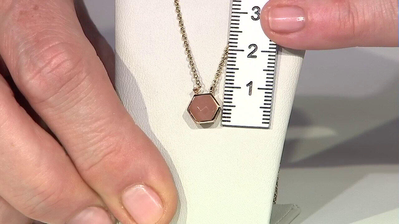 Video Collar en plata con Piedra de luna melocotón