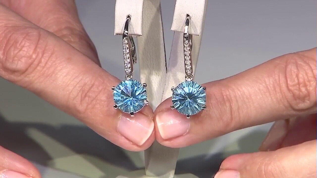 Video Boucles d'oreilles en argent et Topaze bleu ciel