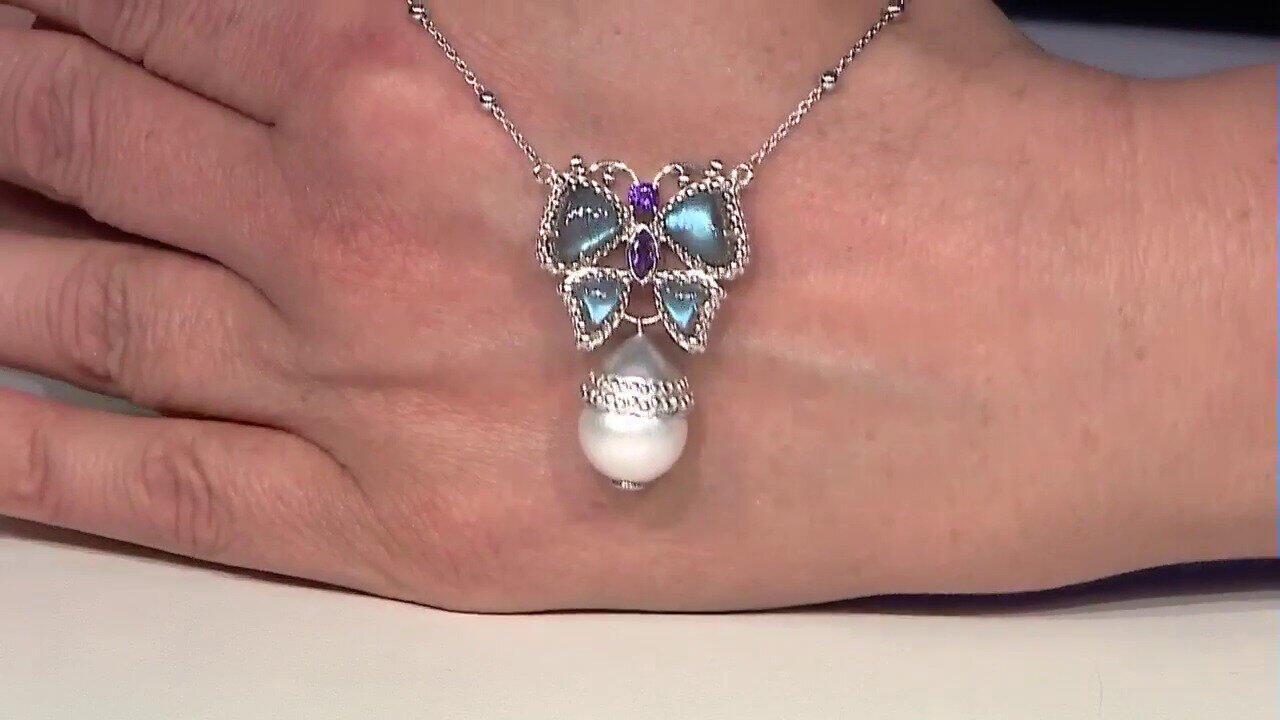 Video Collier en argent et Perle blanche de culture d'eau douce (Dallas Prince Designs)