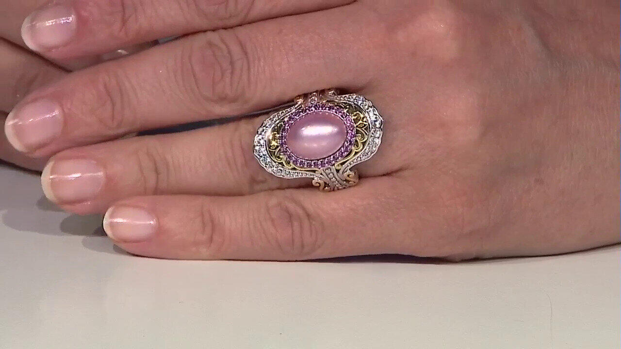 Video Zilveren ring met een Roze Mabé-parel (Dallas Prince Designs)
