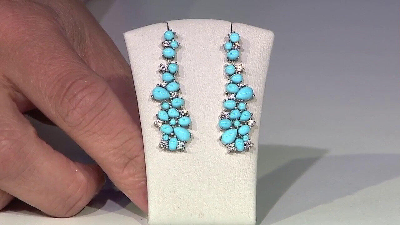 Video Boucles d'oreilles en argent et Turquoise Sleeping Beauty (Dallas Prince Designs)