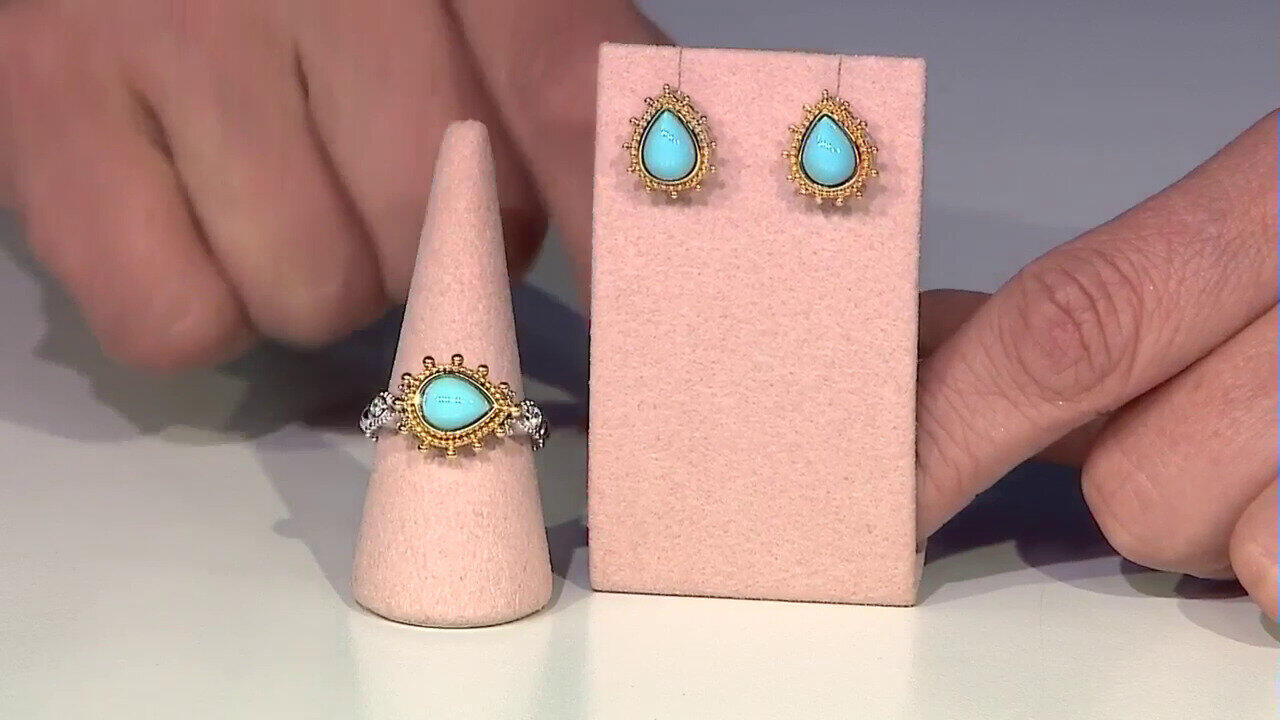 Video Boucles d'oreilles en argent et Turquoise Sleeping Beauty (Dallas Prince Designs)