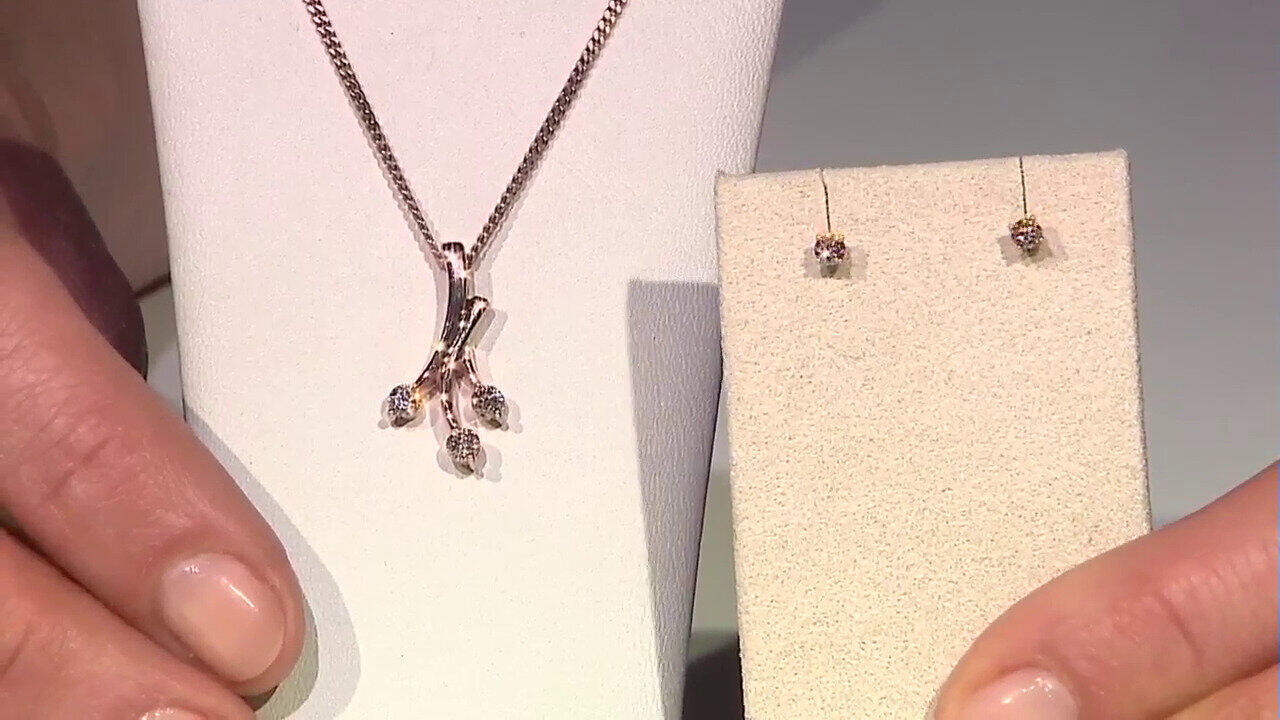 Video Gouden hanger met SI1 Argyle Rose De France Diamanten (Annette)