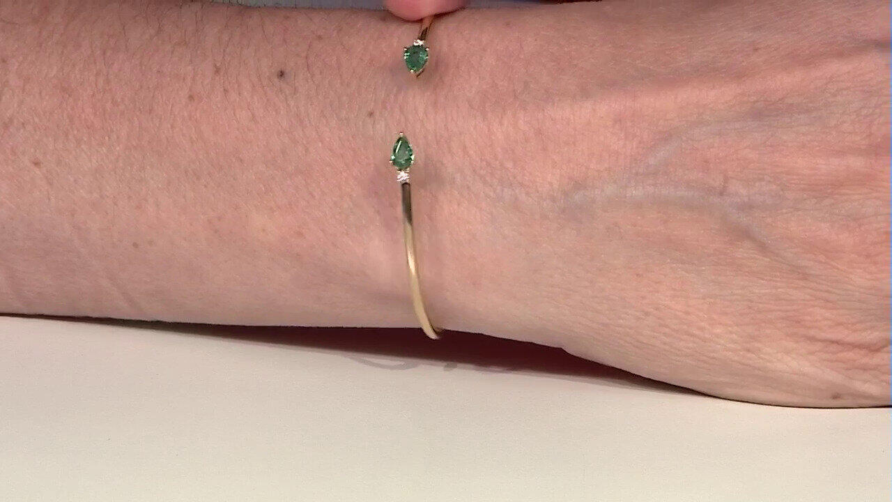 Video 14K AAA Zambian Emerald Gold Bangle (CIRARI)