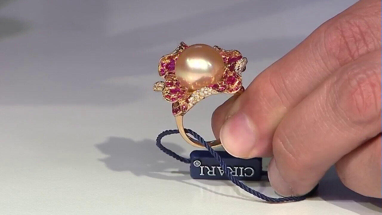 Video Bague en or et Perle de culture d'eau douce dorée  (CIRARI)