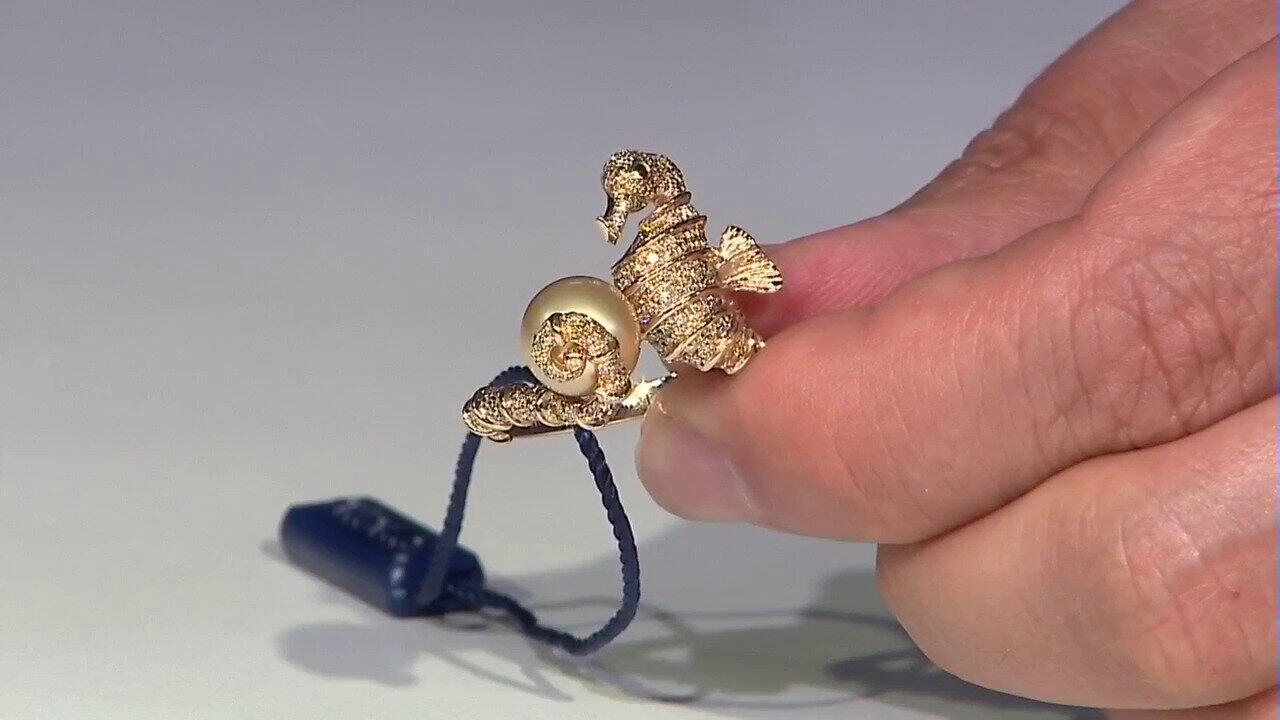 Video Goldene Süßwasserzuchtperlen-Goldring (CIRARI)