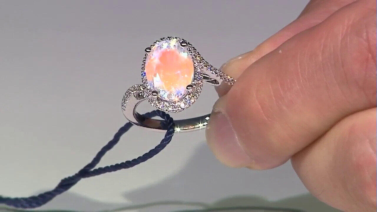 Video 14K Rainbow Moonstone Gold Ring (CIRARI)