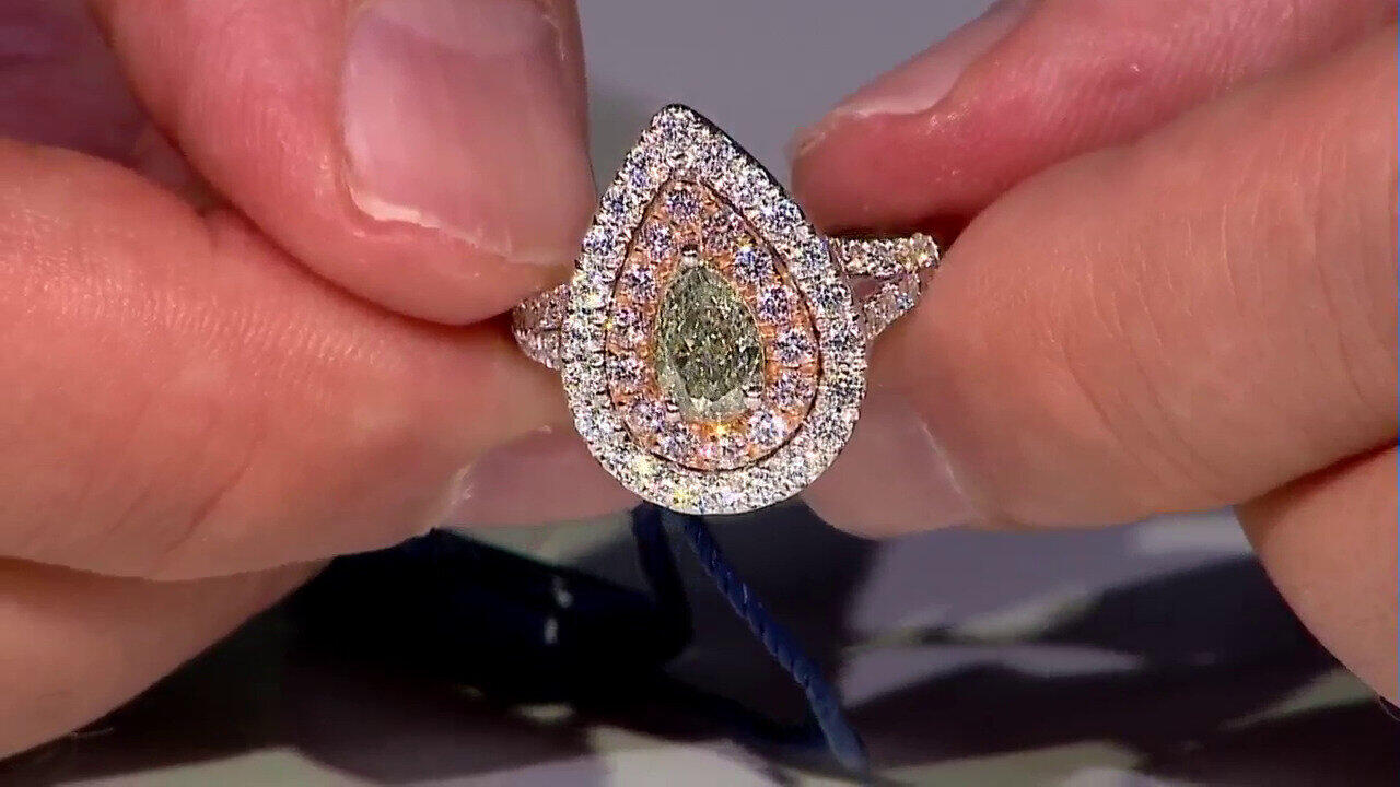 Video Gouden ring met een SI1 Groene diamant  (CIRARI)