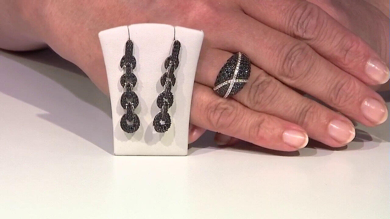Video Black Spinel Silver Earrings