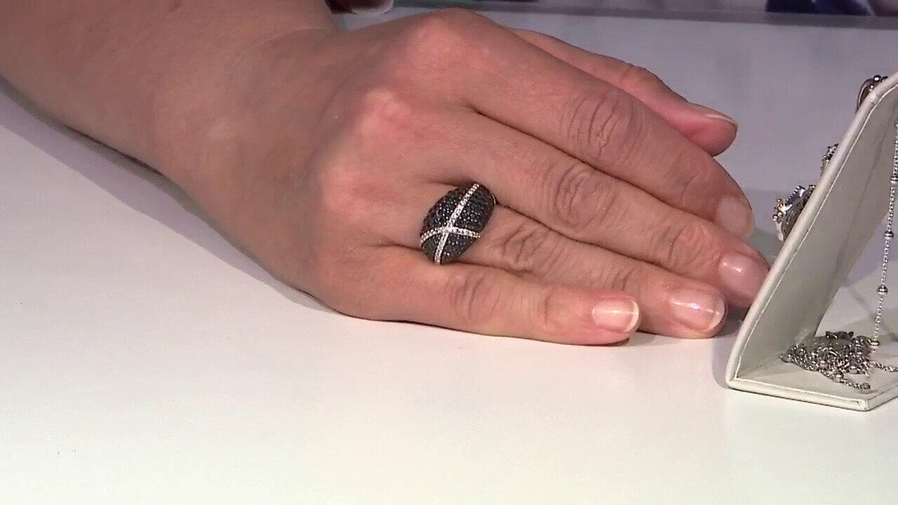 Video Black Spinel Silver Ring