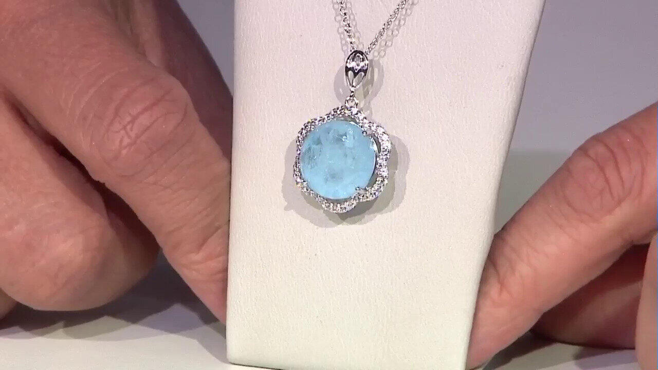 Video Blue Pastel Quartz Silver Necklace