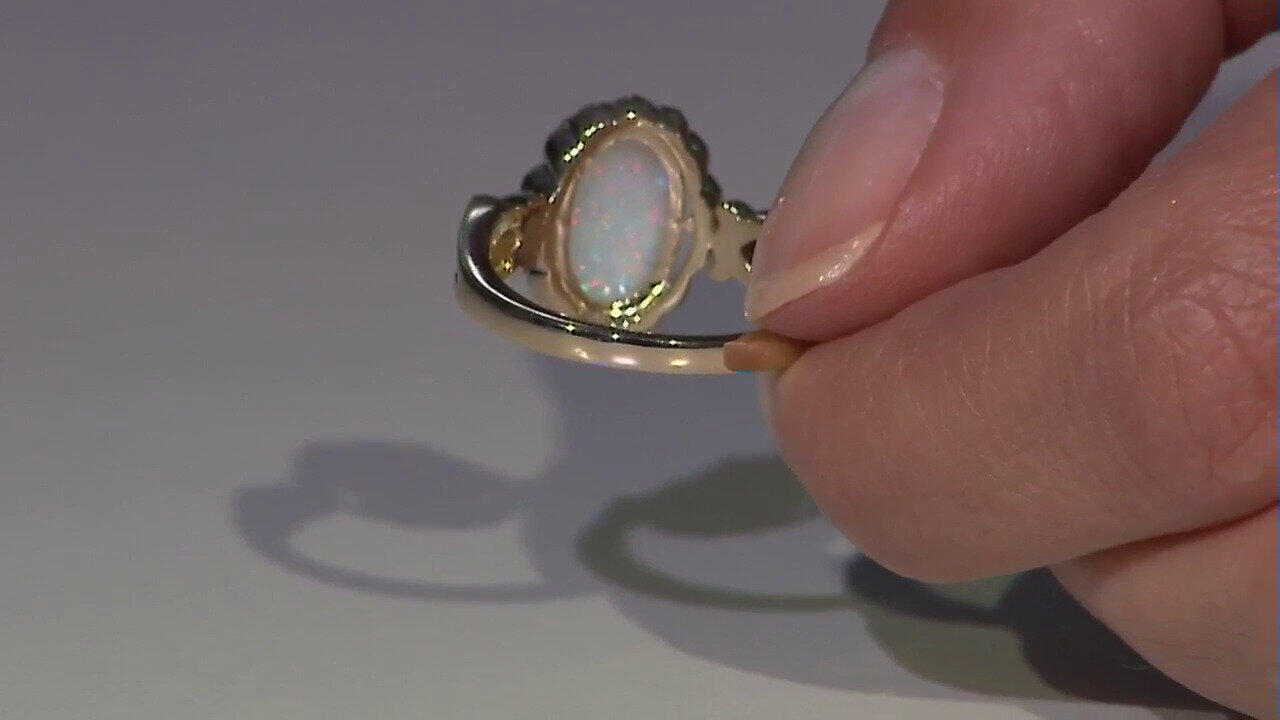 Video Brasilianischer Weißer Opal-Goldring