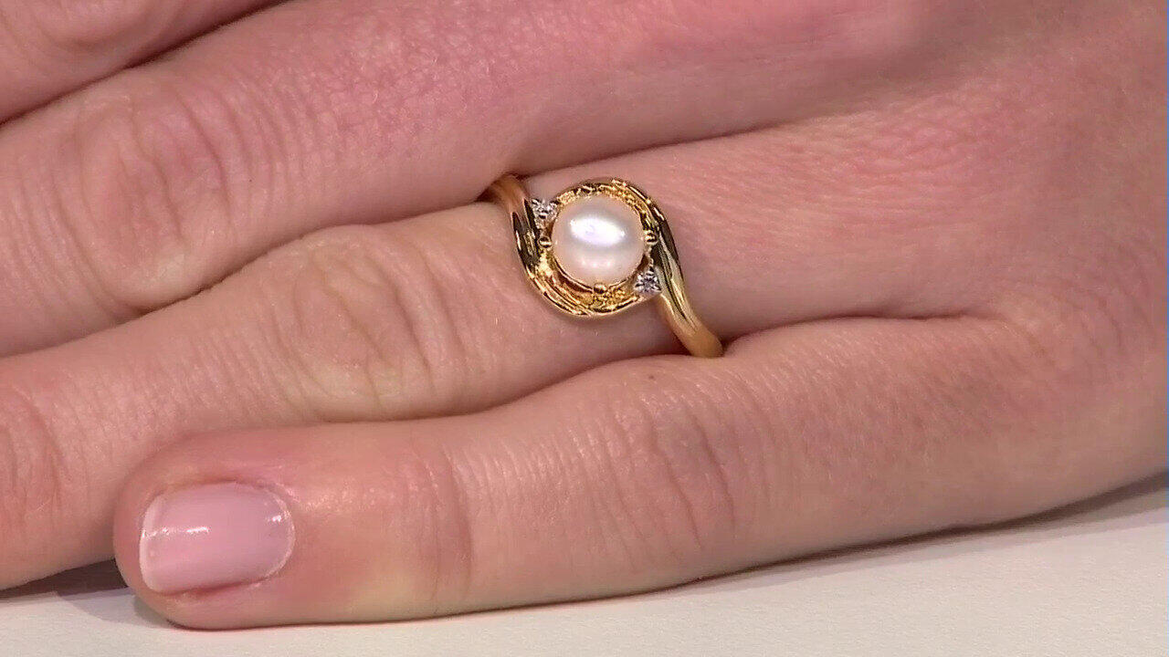 Video Anello in argento con Perla d'Acqua Dolce Bianca
