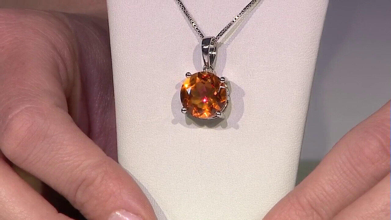 Video Pendentif en argent et Quartz mystique orange