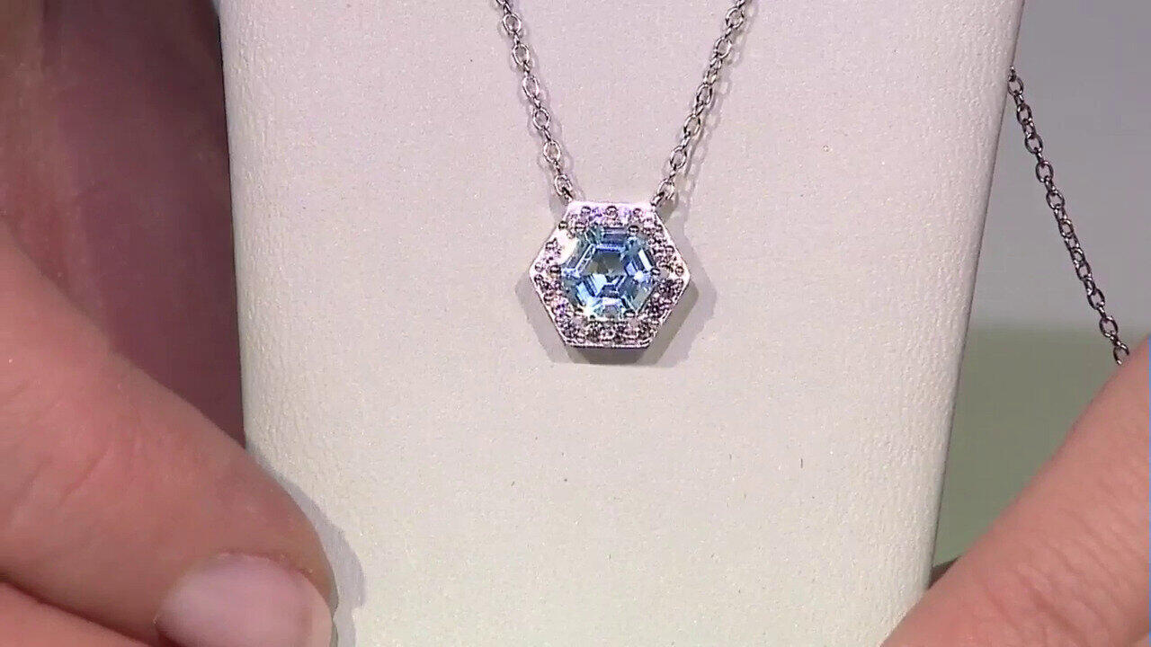 Video Collar en plata con Topacio azul cielo
