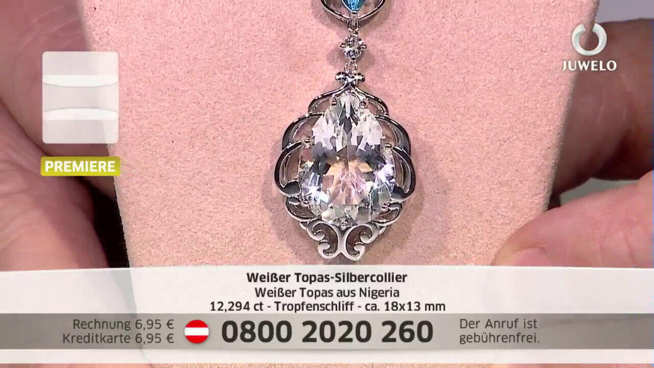 Video Collana in argento con Topazio Bianco